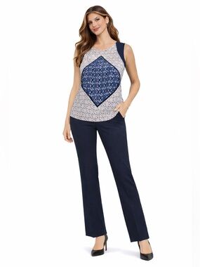 Outback Red by The Limited Blue and White Sleeveless Top